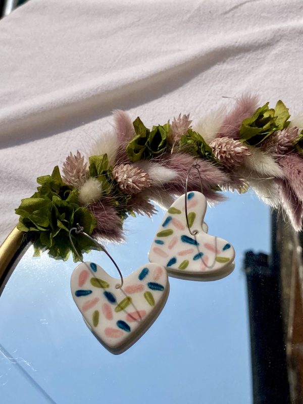 Boucles d'oreilles porcelaine cœur