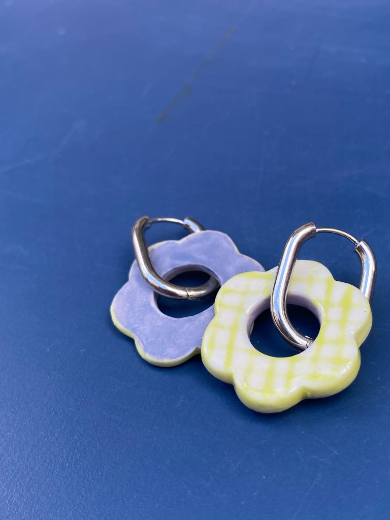 Boucles d'oreilles en porcelaine - réversible