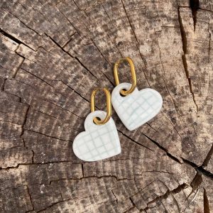 Boucles d'oreilles cœur à carreaux verts