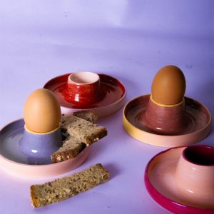Coquetier en faïence ultra coloré 60s